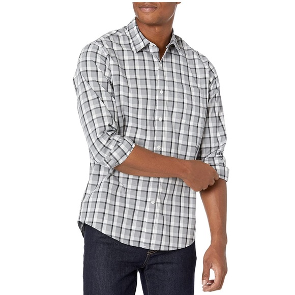Men’s Long-Sleeve Regular-Fit Button-Down Casual Poplin Shirt - Picture 2 of 5